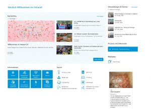 Startseite eines Intranets mit verschiedenen Einträgen