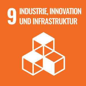 Grafik Industrie, Innovation, Infrastruktur zum 9. der 17 nachhaltigen Ziele der Vereinten Nationen